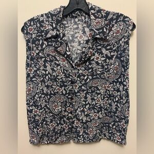Paisley & Floral Button-Up Blouse
